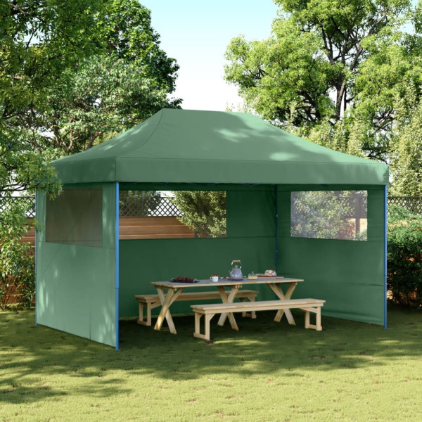 Tienda de fiesta plegable Pop-Up con 3 paredes laterales verde D