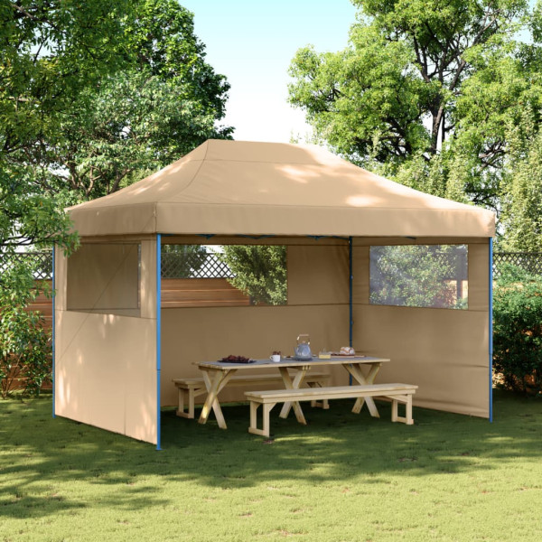 Tienda de fiesta plegable Pop-Up con 3 paredes laterales beige D