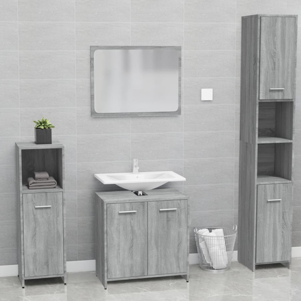 Set de muebles de baño madera contrachapada gris Sonoma D