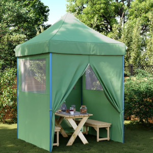 Tienda de fiesta plegable Pop-Up con 4 paredes laterales verde D