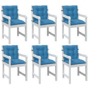 Cojines silla respaldo bajo 6 ud tela azul melange 100x50x7 cm D