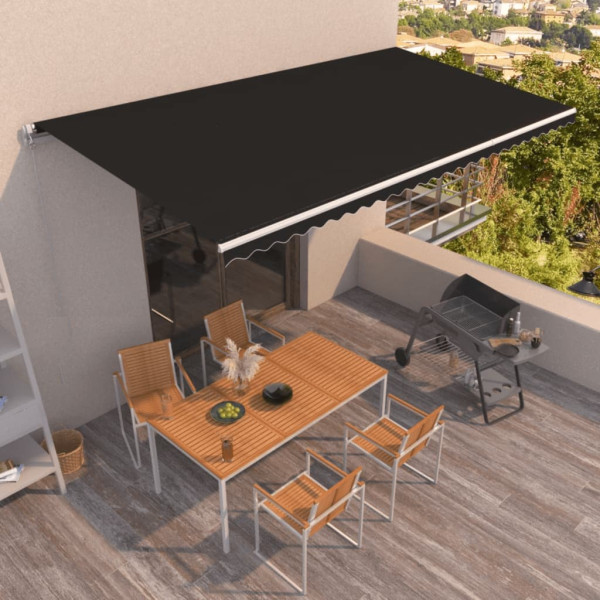 Toldo retráctil manual gris antracita 600x350 cm Toldo retráctil manual gris antracita 600x350 cm D
