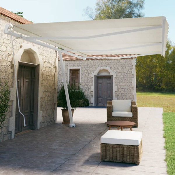 Toldo de pie retráctil manual crema 600x350 cm Toldo de pie retráctil manual crema 600x350 cm D