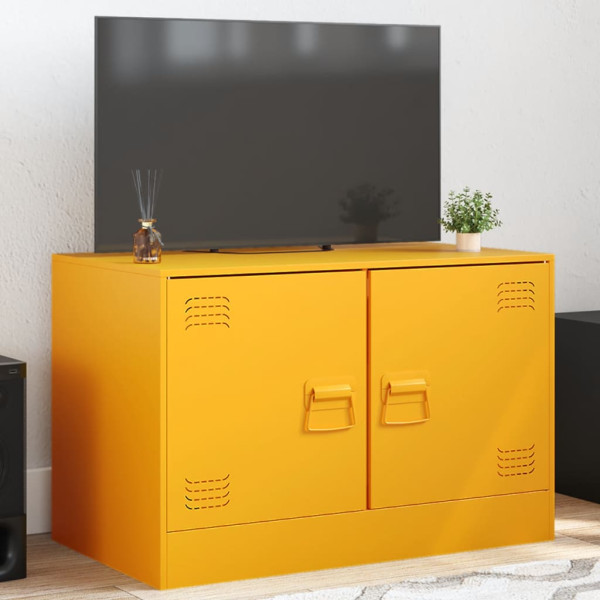Mobília de aço amarelo mostarda TV 67x39x44 cm D