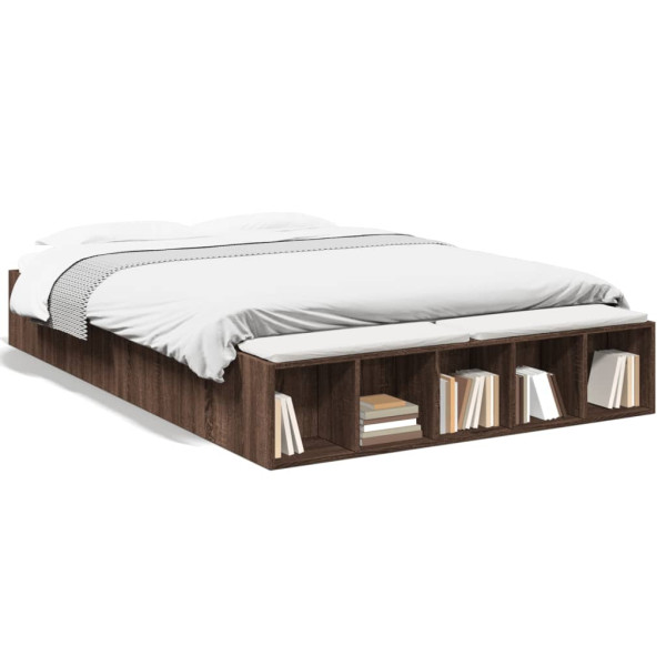 Estructura de cama madera de ingeniería marrón roble 150x200 cm Estructura de cama madera de ingeniería marrón roble 150x200 cm D
