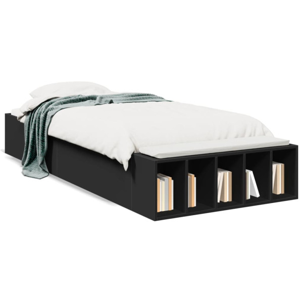 Estructura de cama madera de ingeniería negra 75x190 cm Estructura de cama madera de ingeniería negra 75x190 cm D