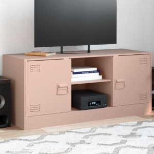 Mueble para TV de acero rosa 99x39x44 cm D