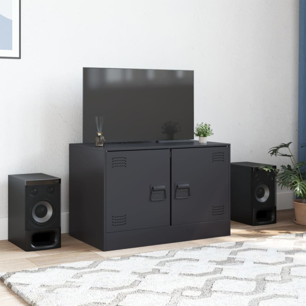 Mueble para TV de acero negro 67x39x44 cm D