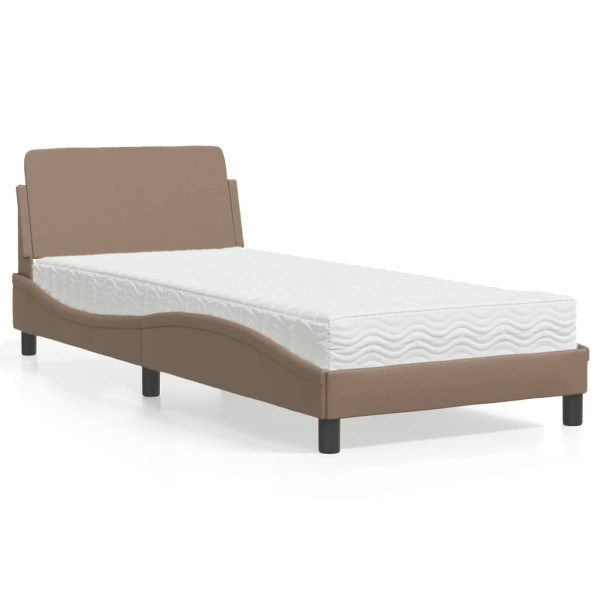 Cama con colchón cuero sintético capuchino 90x190 cm Cama con colchón cuero sintético capuchino 90x190 cm D