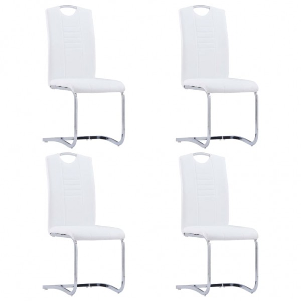 Cadeiras de jantar voáveis 4 unidades de couro sintético branco D