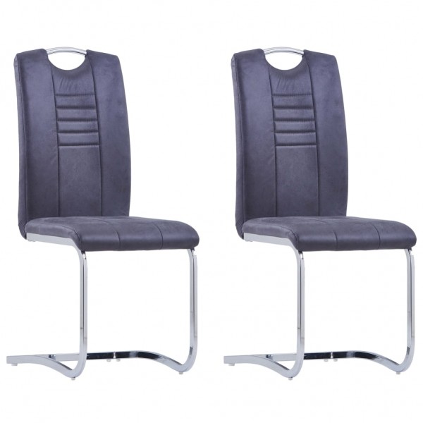Cadeiras de jantar de pele de ante artificial cinza D