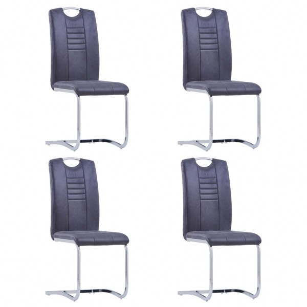 Quatro cadeiras de jantar de pele de ante artificial cinza D