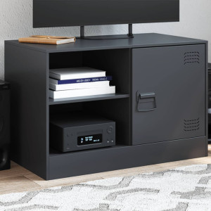 Mueble para TV de acero negro 67x39x44 cm D
