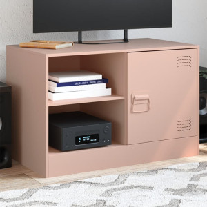 Mueble para TV de acero rosa 67x39x44 cm D