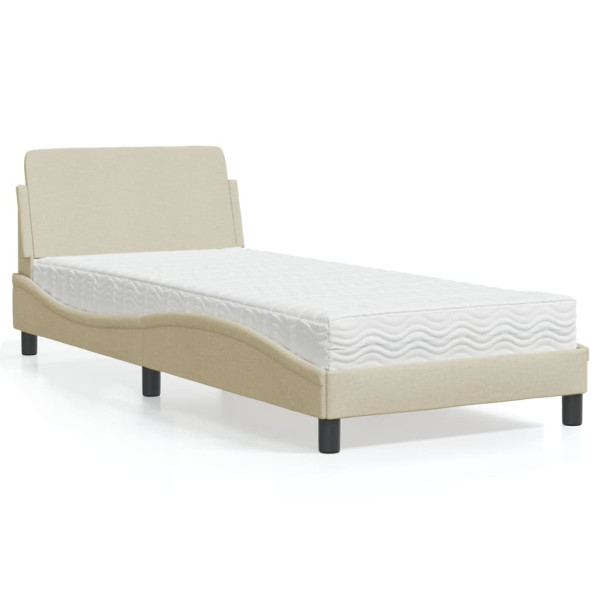 Cama com colchão tecido creme 90x200 cm D