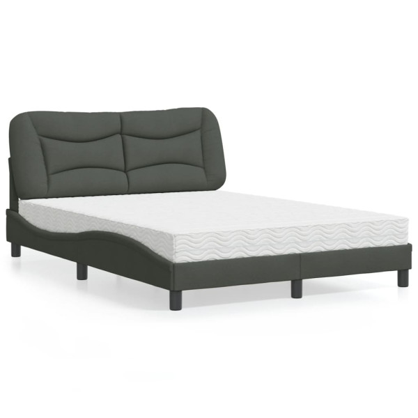 Cama con colchón tela gris oscuro 140x190 cm D