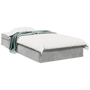 Cama con cajones madera ingeniería gris hormigón 90x190 cm D