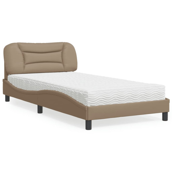Cama con colchón cuero sintético capuchino 100x200 cm Cama con colchón cuero sintético capuchino 100x200 cm D