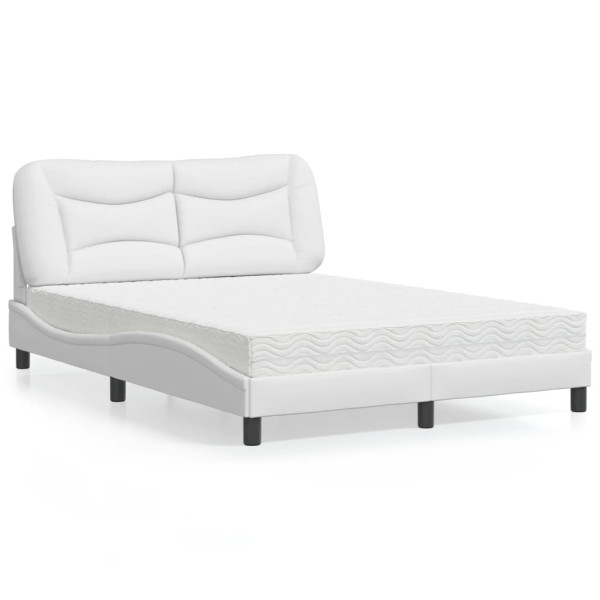 Cama con colchón cuero sintético blanco 140x190 cm Cama con colchón cuero sintético blanco 140x190 cm D