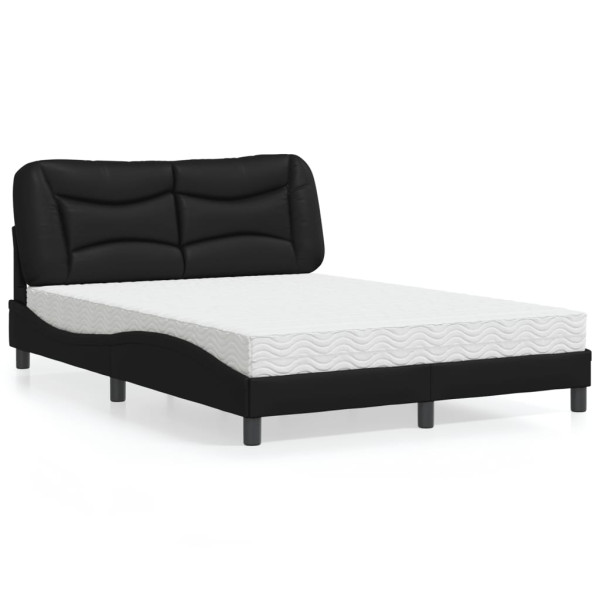 Cama con colchón cuero sintético negro 140x200 cm Cama con colchón cuero sintético negro 140x200 cm D