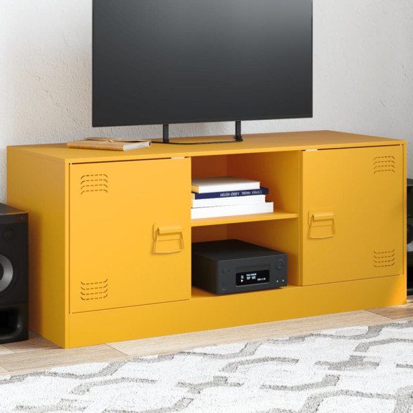 Móvel TV em aço amarelo mostarda 99x39x44 cm D