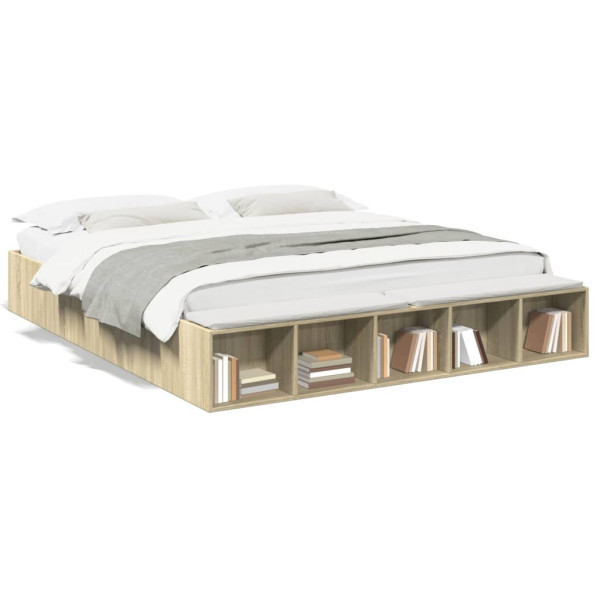 Estructura de cama madera de ingeniería roble Sonoma 180x200 cm Estructura de cama madera de ingeniería roble Sonoma 180x200 cm D
