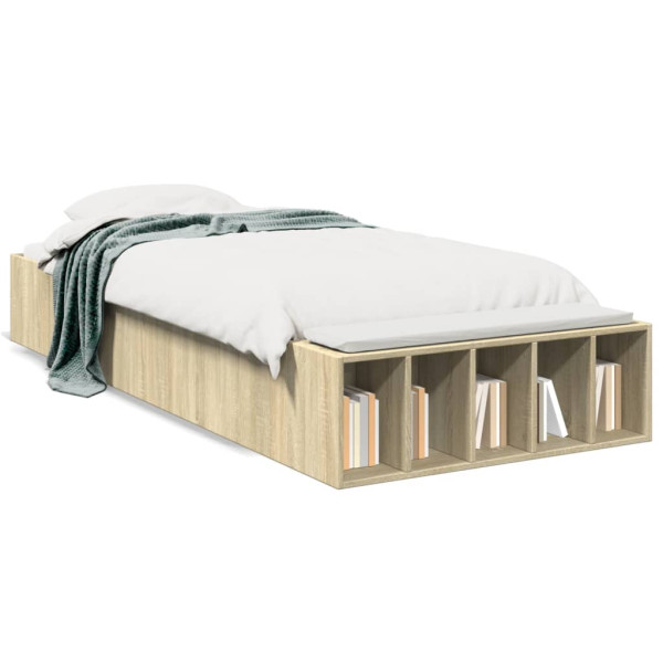 Estructura de cama madera de ingeniería roble Sonoma 100x200 cm Estructura de cama madera de ingeniería roble Sonoma 100x200 cm D