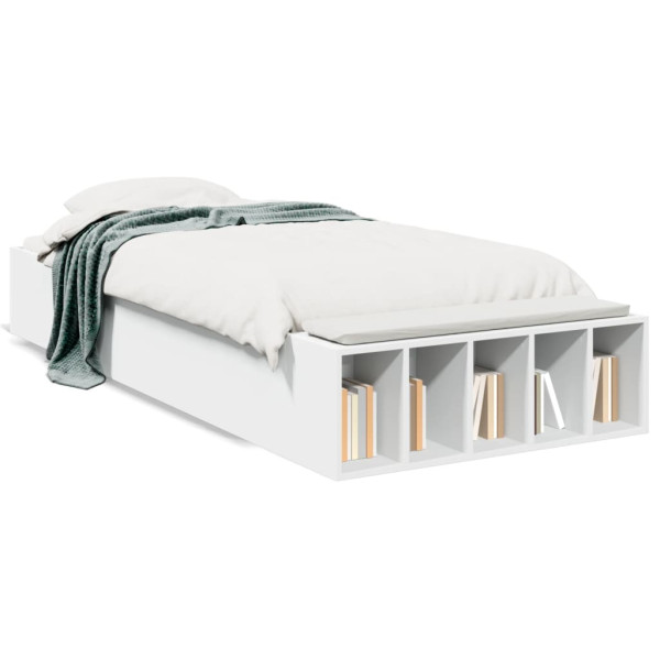 Estructura de cama madera de ingeniería blanca 90x190 cm Estructura de cama madera de ingeniería blanca 90x190 cm D