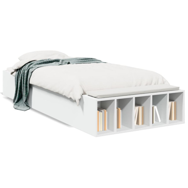 Estructura de cama madera de ingeniería blanca 75x190 cm Estructura de cama madera de ingeniería blanca 75x190 cm D