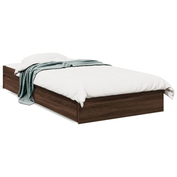 Cama con cajones madera de ingeniería marrón roble 75x190 cm Cama con cajones madera de ingeniería marrón roble 75x190 cm D