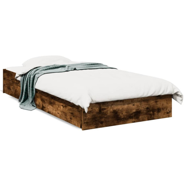 Cama con cajones madera de ingeniería roble ahumado 90x190 cm Cama con cajones madera de ingeniería roble ahumado 90x190 cm D