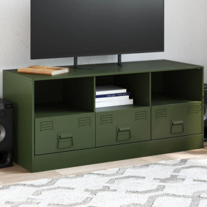 Mueble de TV de acero verde oliva 99x39x44 cm D