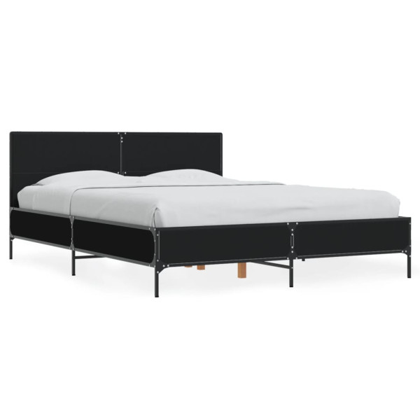 Estructura de cama madera de ingeniería y metal negro 120x200cm Estructura de cama madera de ingeniería y metal negro 120x200cm D