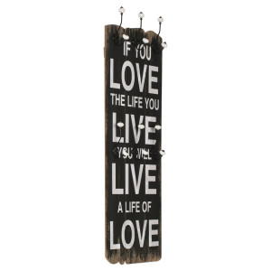 Suporte de parede LOVE LIFE com 6 ganchos 120x40 cm D