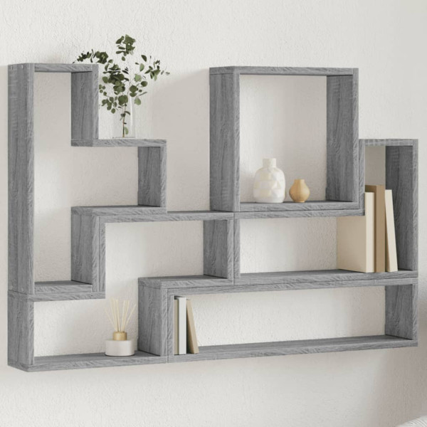 Estantería de pared madera ingeniería gris Sonoma 96x12x64 cm D