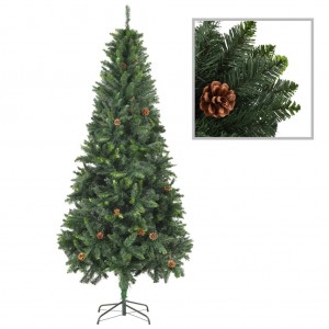 Árbol de Navidad artificial con piñas verde 210 cm D