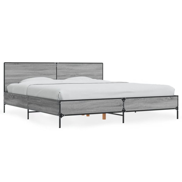 Estructura cama madera ingeniería metal gris Sonoma 180x200 cm Estructura cama madera ingeniería metal gris Sonoma 180x200 cm D
