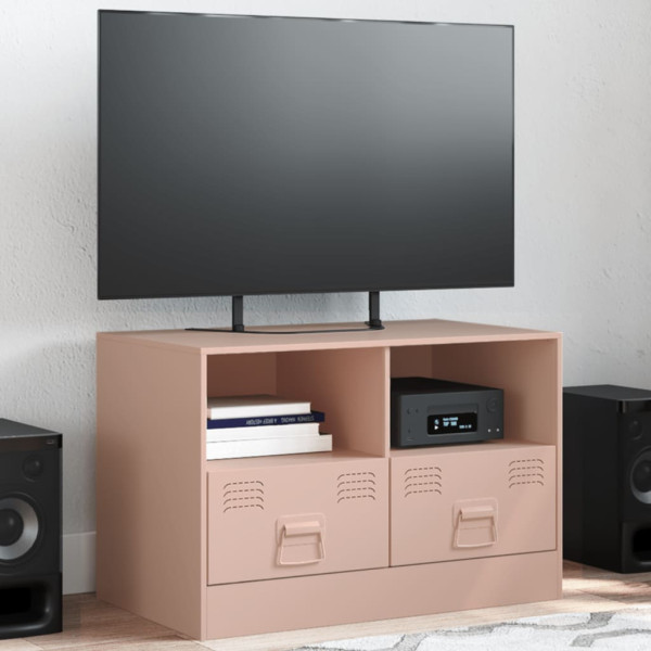 Mueble para TV de acero rosa 67x39x44 cm D