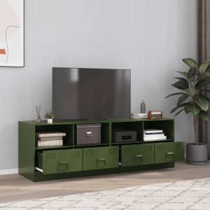 Mobiliário para TV 2 unidades de azeitona de aço verde 67x39x44 cm D