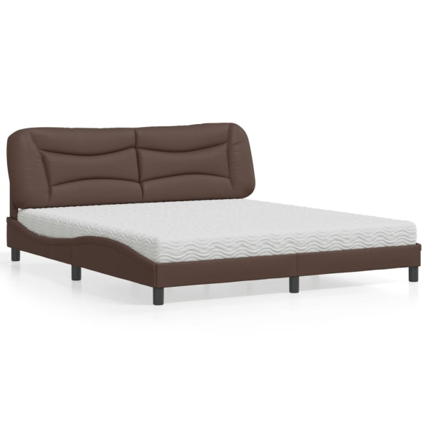Cama con colchón cuero sintético marrón 180x200 cm Cama con colchón cuero sintético marrón 180x200 cm D