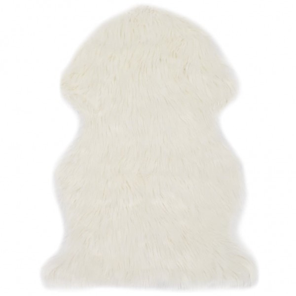 Alfombra de piel de oveja sintética blanco 60x90 cm D