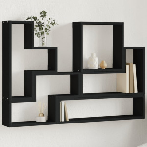 Estantería de pared madera de ingeniería negro 96x12x64 cm D