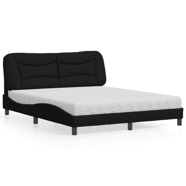 Cama con colchón de tela negro 160x200 cm D