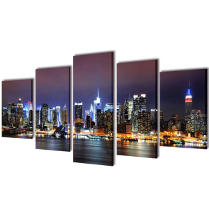 Conjunto decorativo de telas para parede Nova York noite 200 x 100 cm D