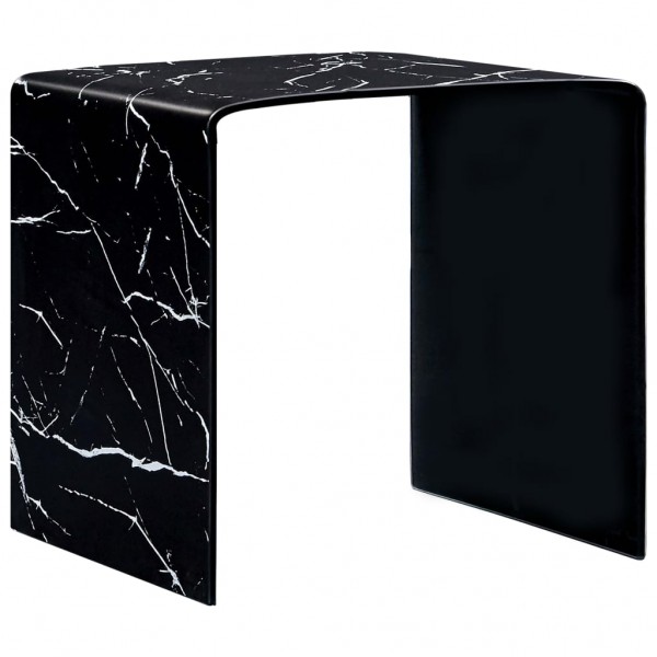 Mesa de centro de vidrio templado negro mármol 50x50x45 cm D