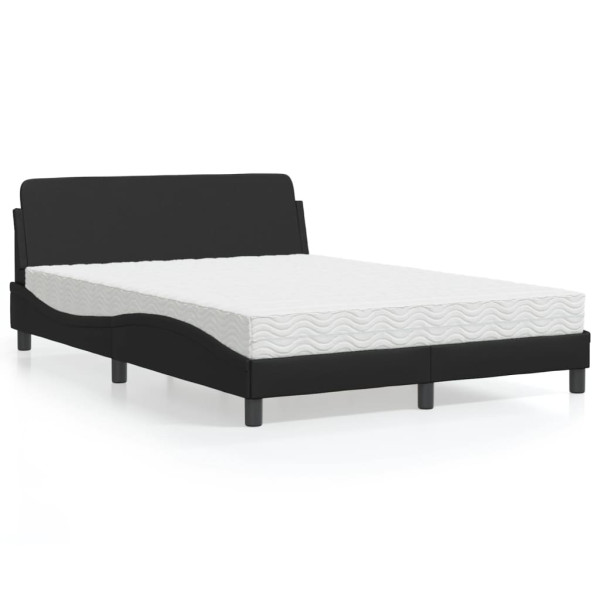 Cama con colchón cuero sintético negro 140x200 cm Cama con colchón cuero sintético negro 140x200 cm D