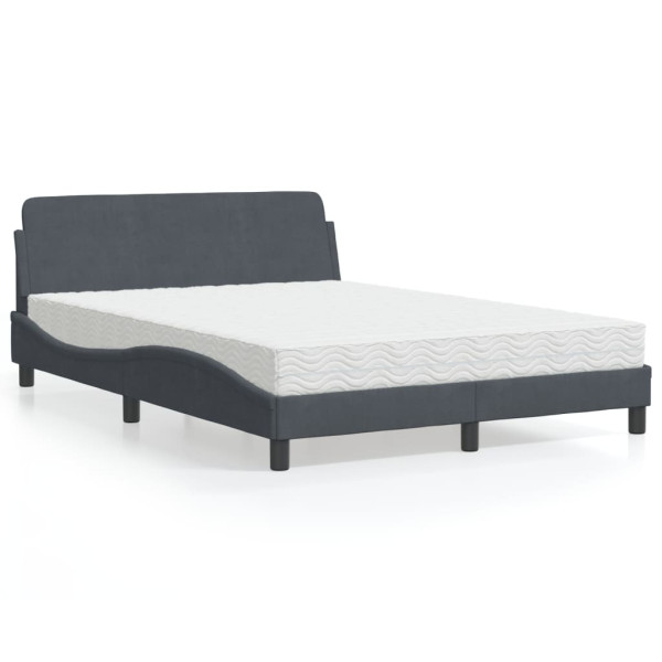 Cama com colchão de veludo cinza escuro 120x200 cm D