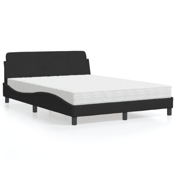 Cama com colchão de veludo preto 140x190 cm D