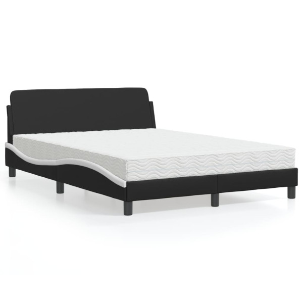 Cama com colchão de couro sintético preto e branco 120x200 cm D