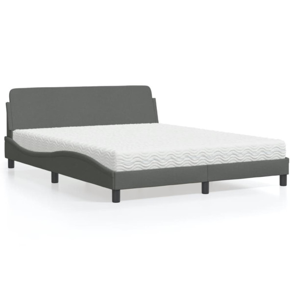 Cama com tecido cinza escuro 160x200 cm D